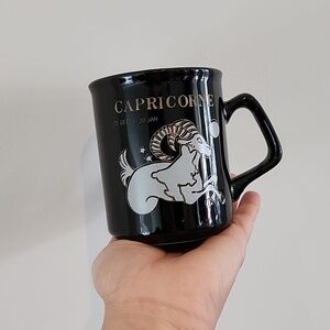 Vintage Capricorn Zodiac Sign Black and Gold Ceramic Coffee Mug